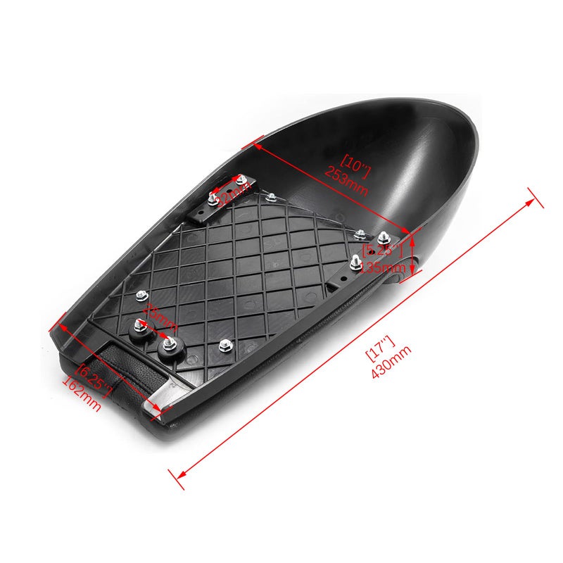 DKMOTORK 0391 Motorcycle Hump Cafe Racer Seat All Blackï¼ˆgloss black finish, subframe modification is requiredï¼‰ - Image 4